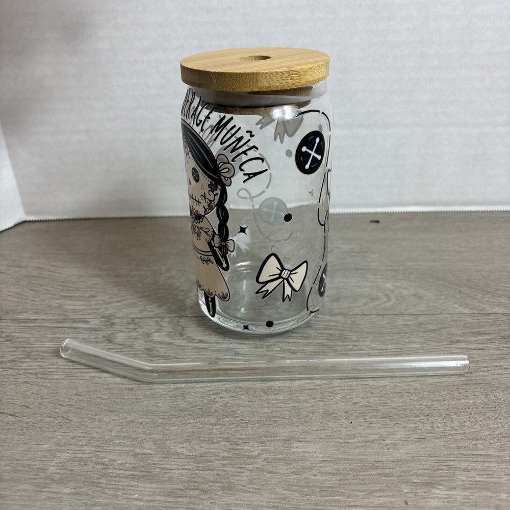Not Your Average Muneca Glass Cup With Straw