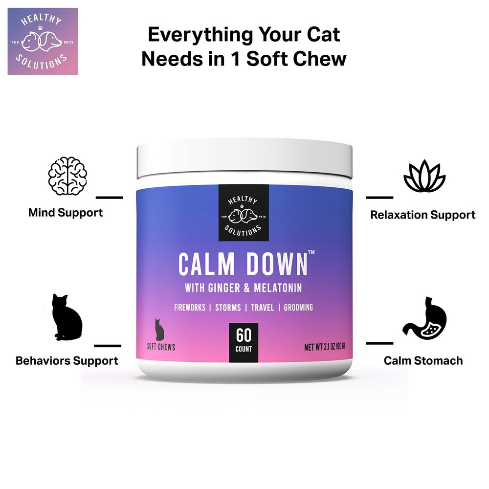 Healthy Solutions | Calming Chews for Cats | Melatonin |60 Soft Chews|252