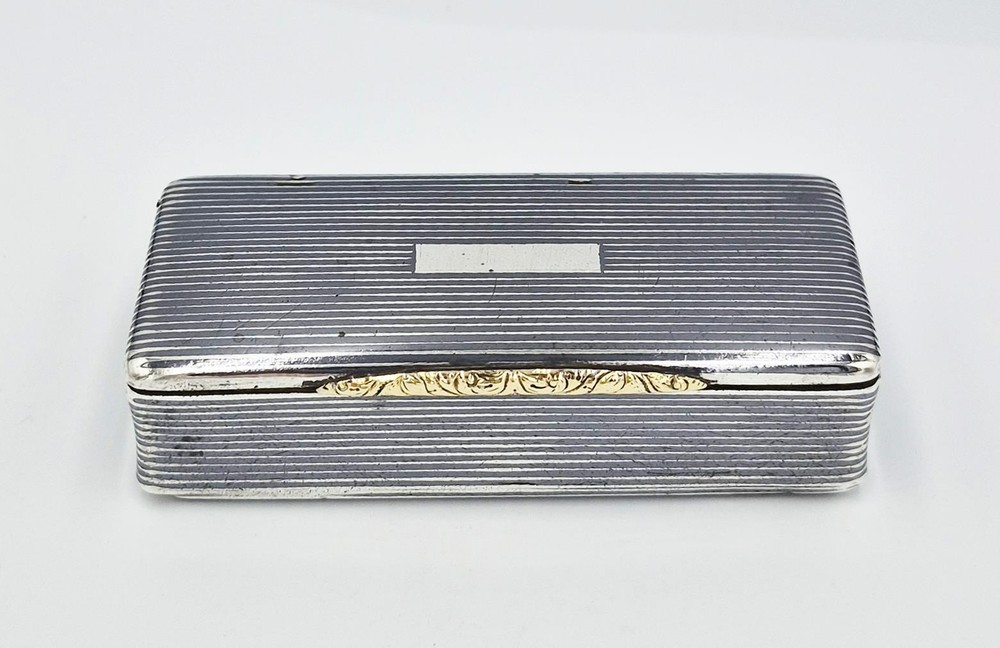 FINE FRENCH SOLID SILVER & NIELLO ENAMEL LARGE SNUFF BOX c1880