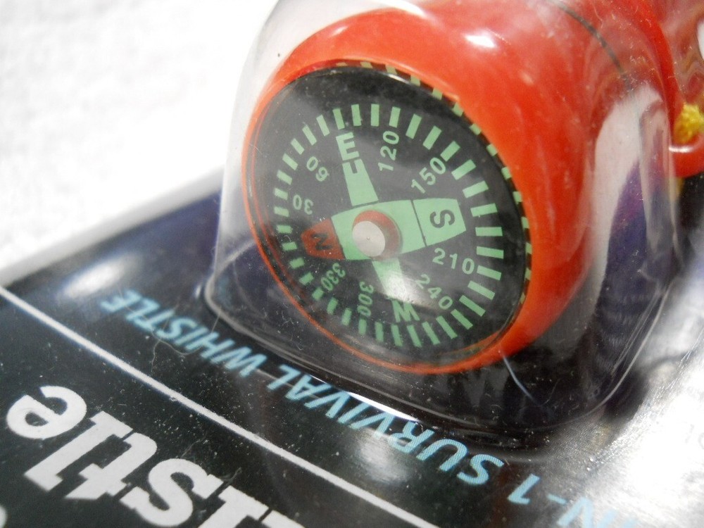 5 in 1 Survival Whistle Compass Fire Flint Storage Container Mirror ABS Plastic