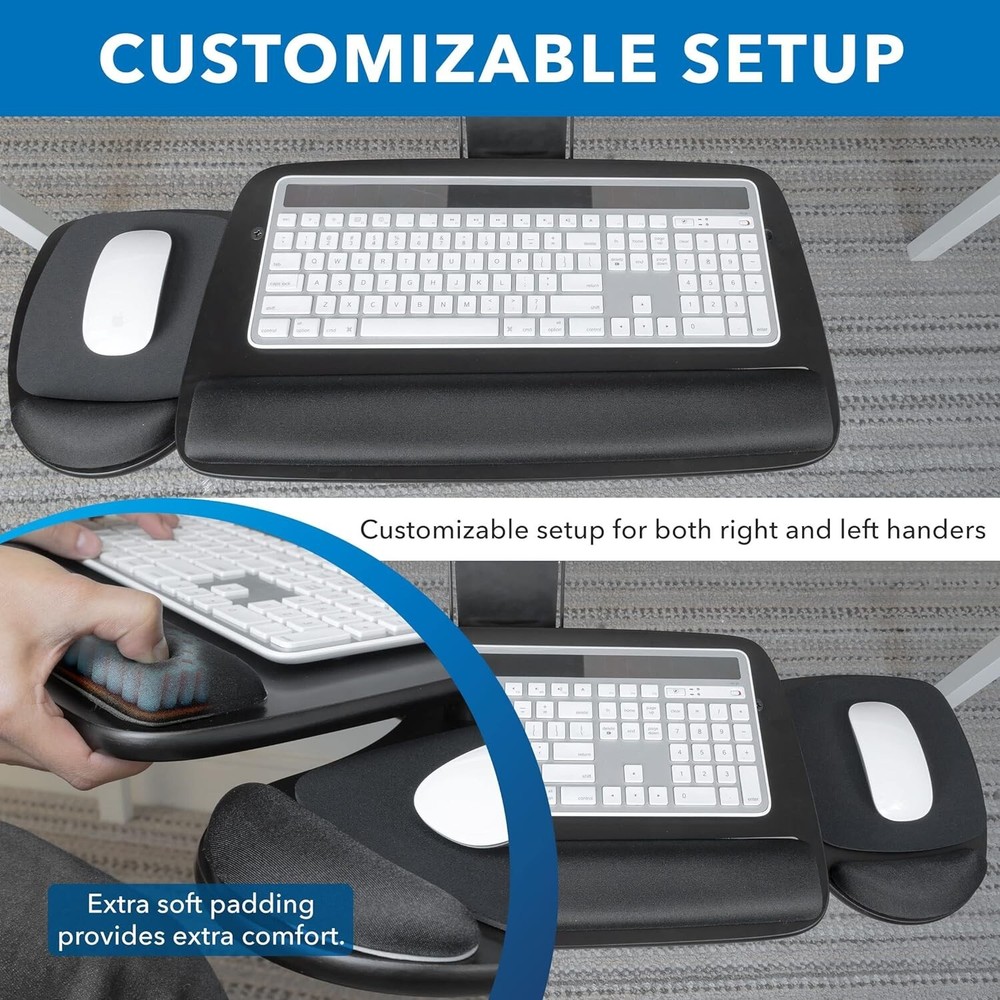 Mount-It! Under Desk Keyboard Tray, Adjustable Keyboard and Mouse Drawer 