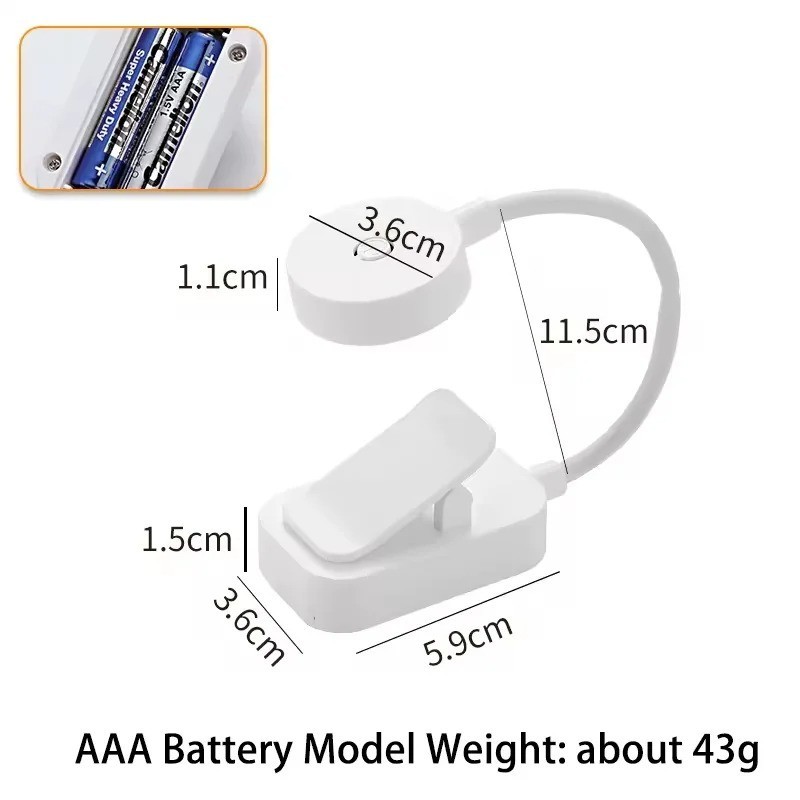 Mini LED Reading Book Light Table Lamp 3 Modes Adjustable Eye Protection Clip-On