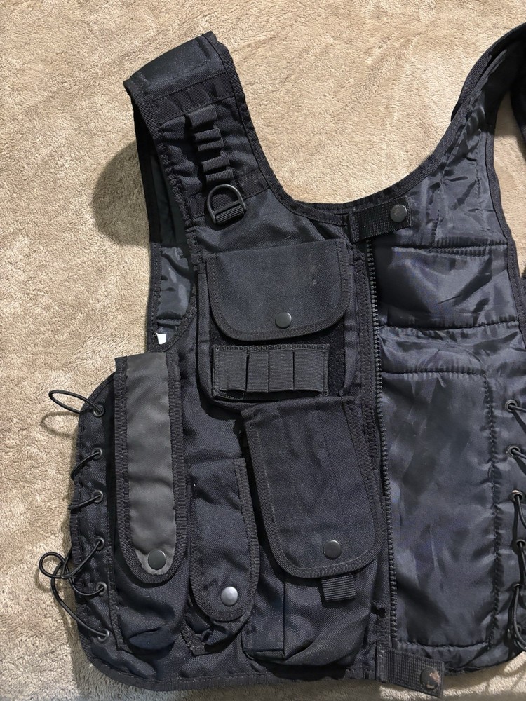 Tactical Multi Purpose Vest, Adjustable, Black Size Small-Large