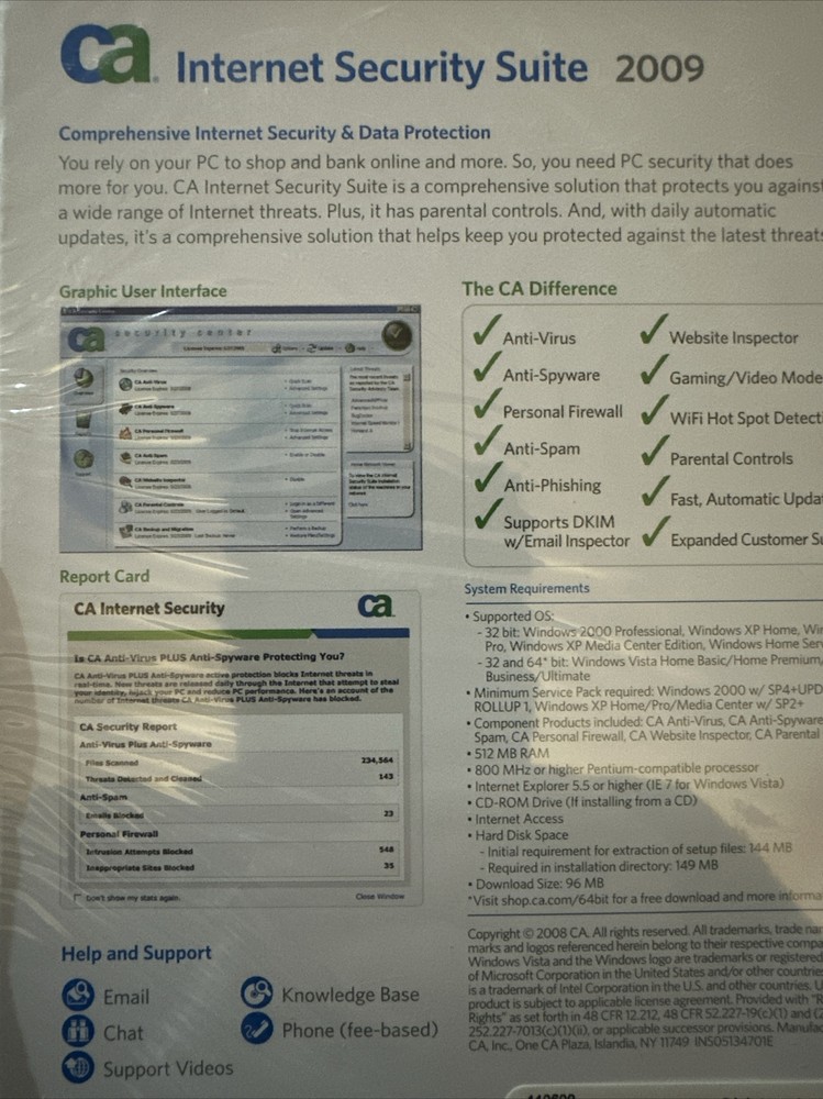 CA Internet Security Suite 2009 Computer Associates- Comprehensive Security/Data