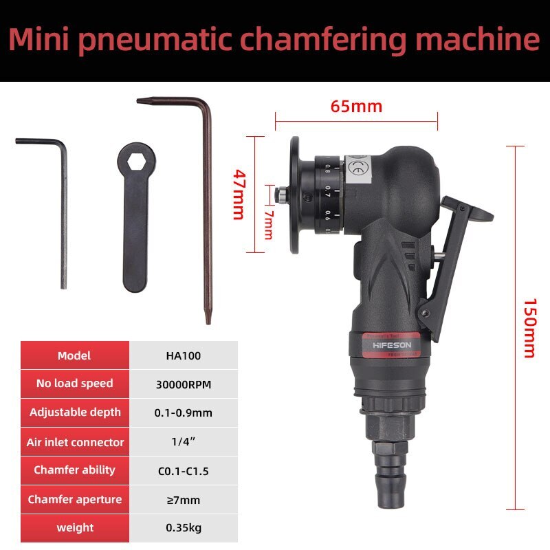 Pneumatic Chamfering Gun Tool Air Grinder Deburring Beveling Trimming Machine