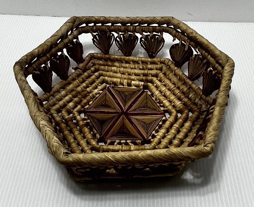 Vintage Handmade 9" Coiled/Woven Basket