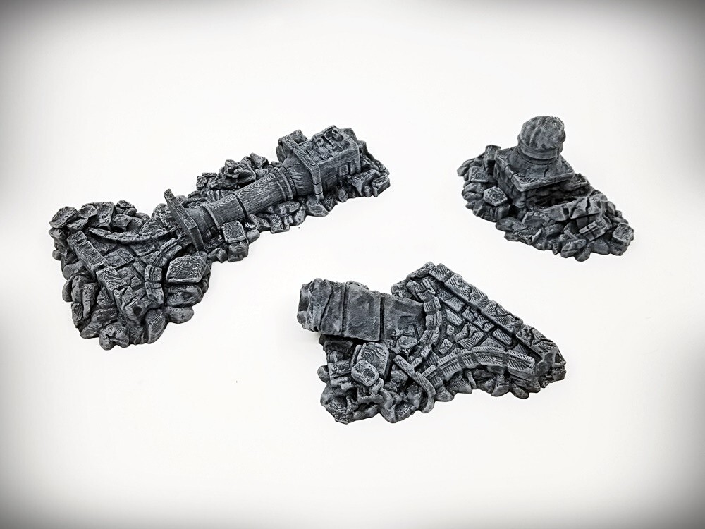 Ruined Columns Starter Bundle B (Small) 3 Pieces -Tabletop Wargaming RPG terrain