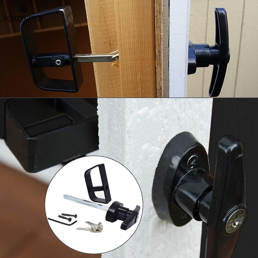 StartFine T-Handle Lock kit Shed Door with 5½" 1kit, Black