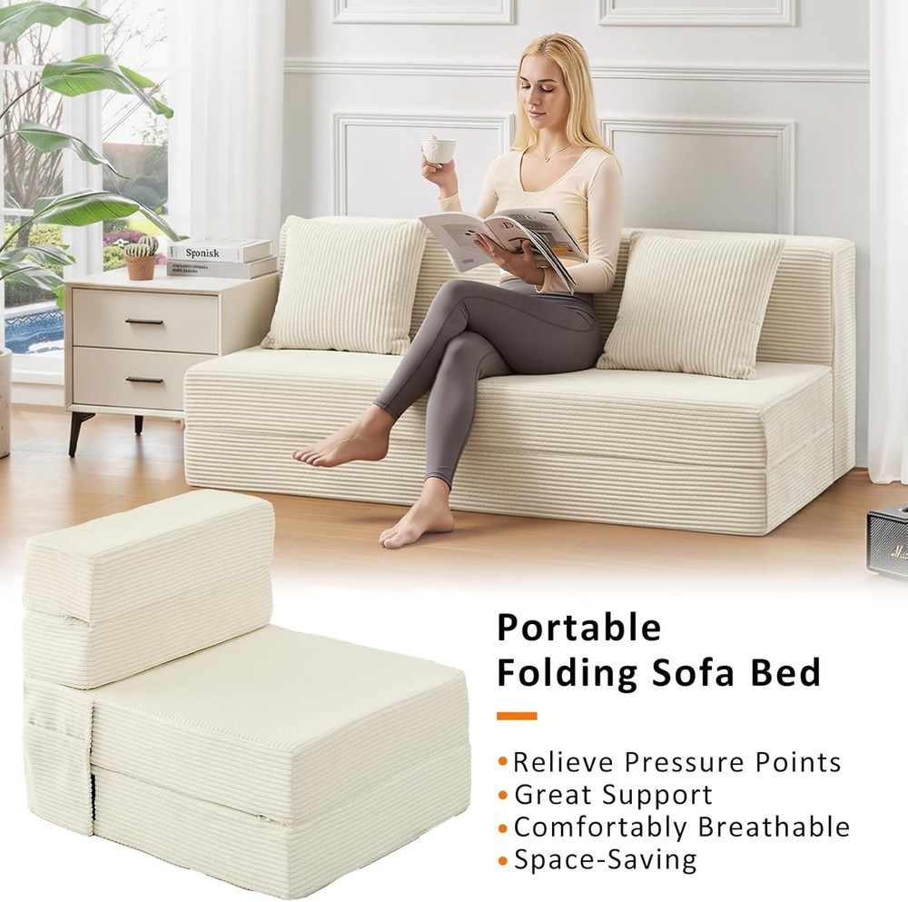 Modern Space-Saving Folding Sofa Bed - Luxury Memory Foam Convertible Couch