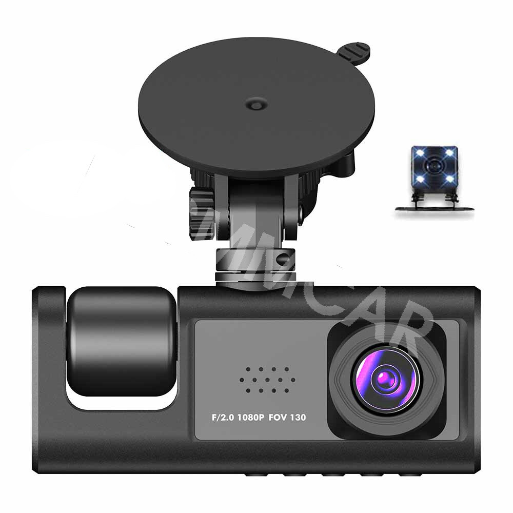 Car Dash Cam Video Recorder Front/Rear/Inside Camera G-sensor Motion Detection