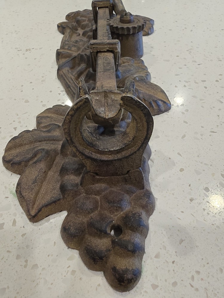 Old Cast Iron Wall Mounted Mechanical Cork Puller - Cool