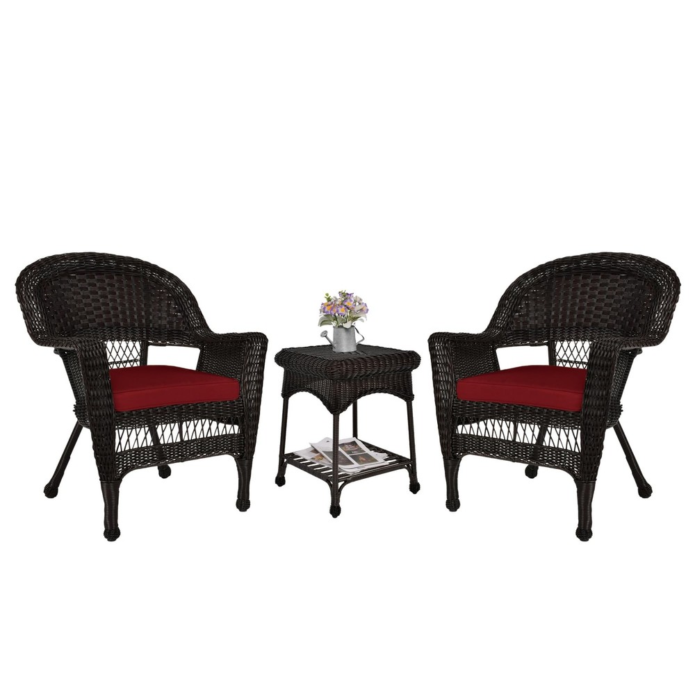 Outdoor Espresso Wicker End Table