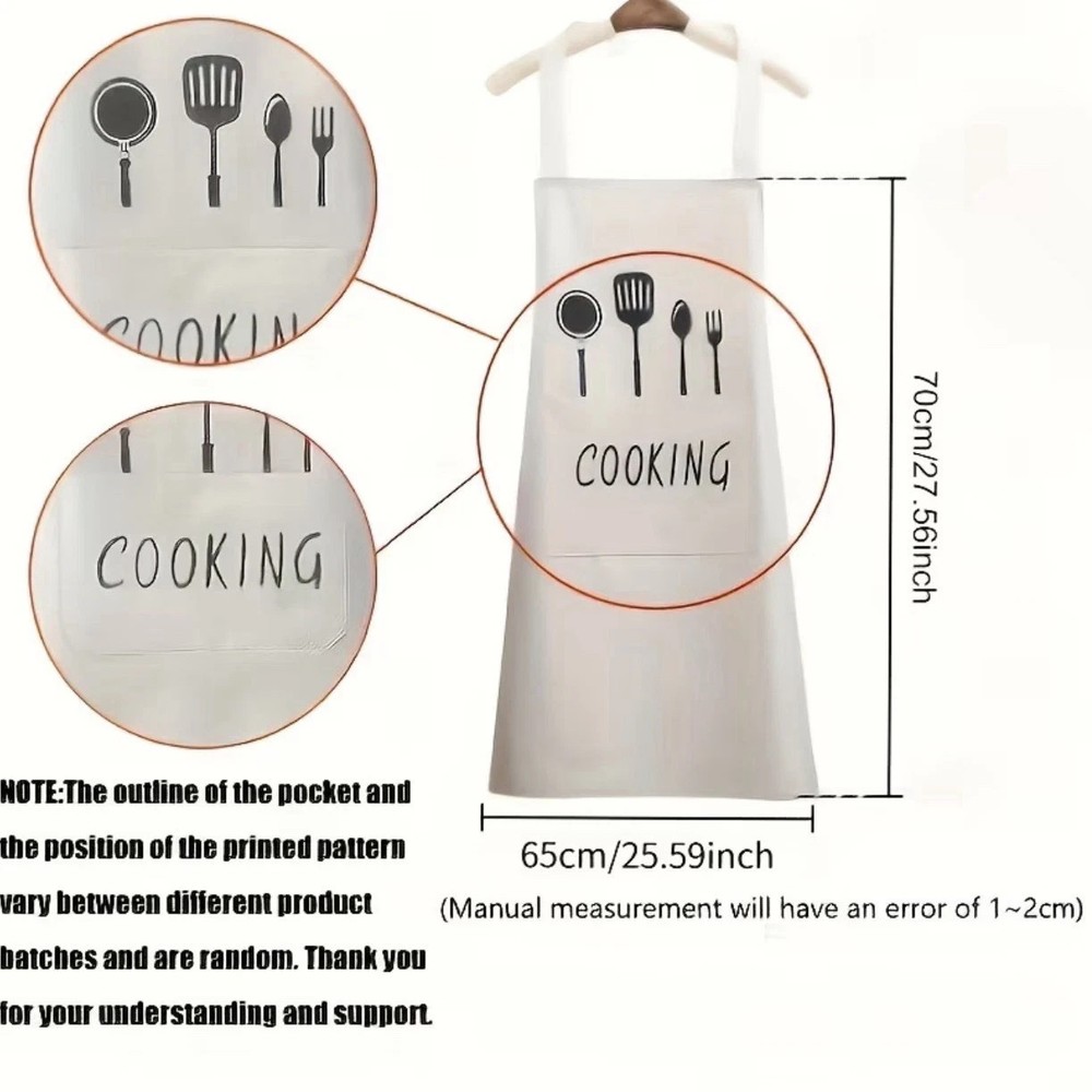 Set of 2 Polyester Cooking Aprons with Pockets