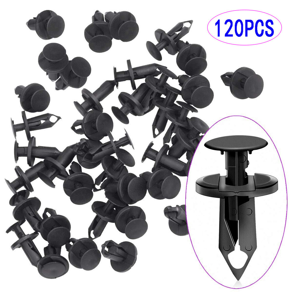 120PCS 8mm Bumper Clips Retainer Auto Car Plastic Rivets Fastener Fender Push
