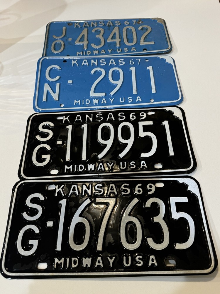Kansas license plates! Two 1967 & Two 1969!