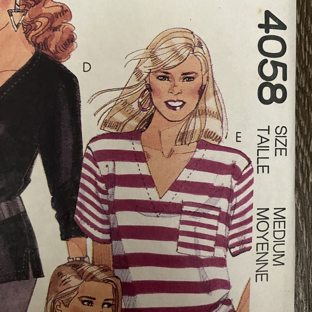 80s Misses Pullover Tops Size Medium Bust 36-38 McCalls 4058