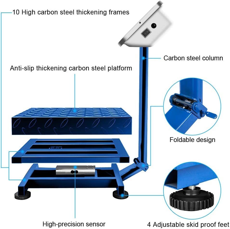 660lbs Weight Electronic Platform Scale Digital Floor Heavy Duty Folding Scales