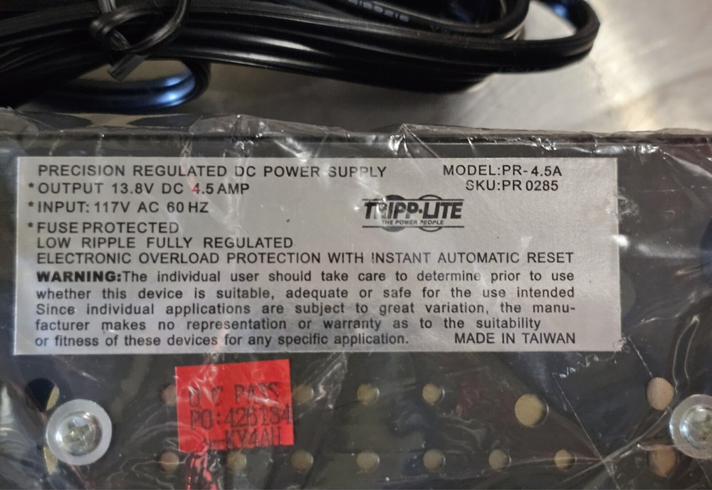 Tripp-Lite Precision Regulated DC Power Supply 13.8V 4.5AMP Model PR-4.5