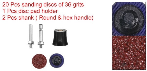 23pcs Quick Change Disc Set 1" Roll Lock Sanding Disc 36 Grits with Disc Holder