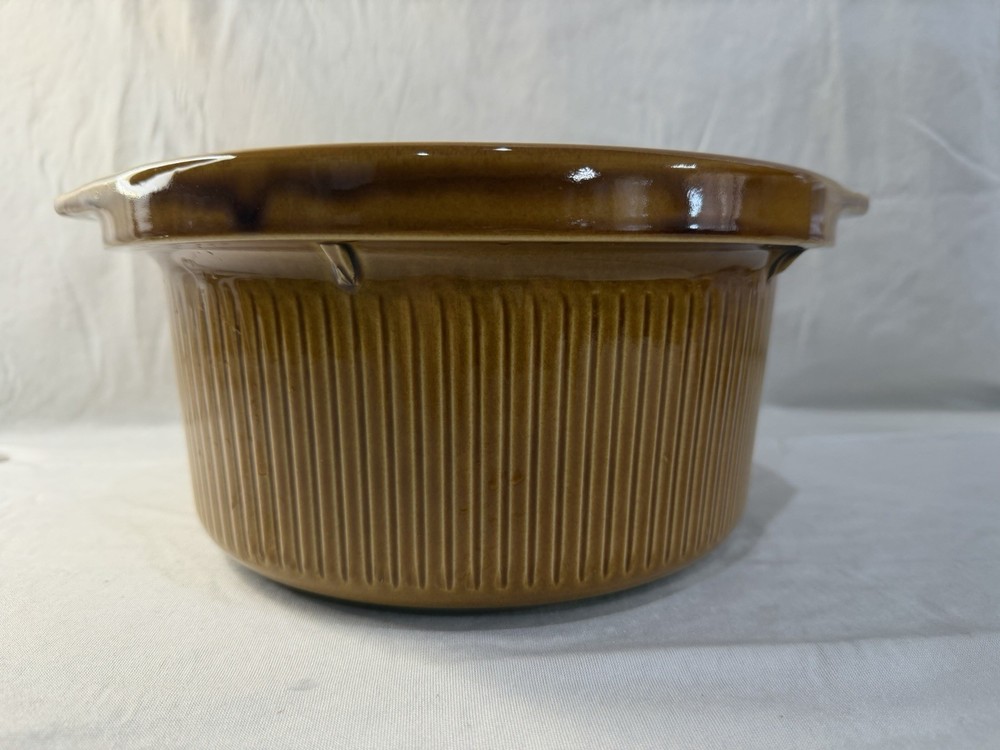 Rival Crock Pot Replacement 4 Quart Brown Round Stoneware Insert Liner W/2 Lids
