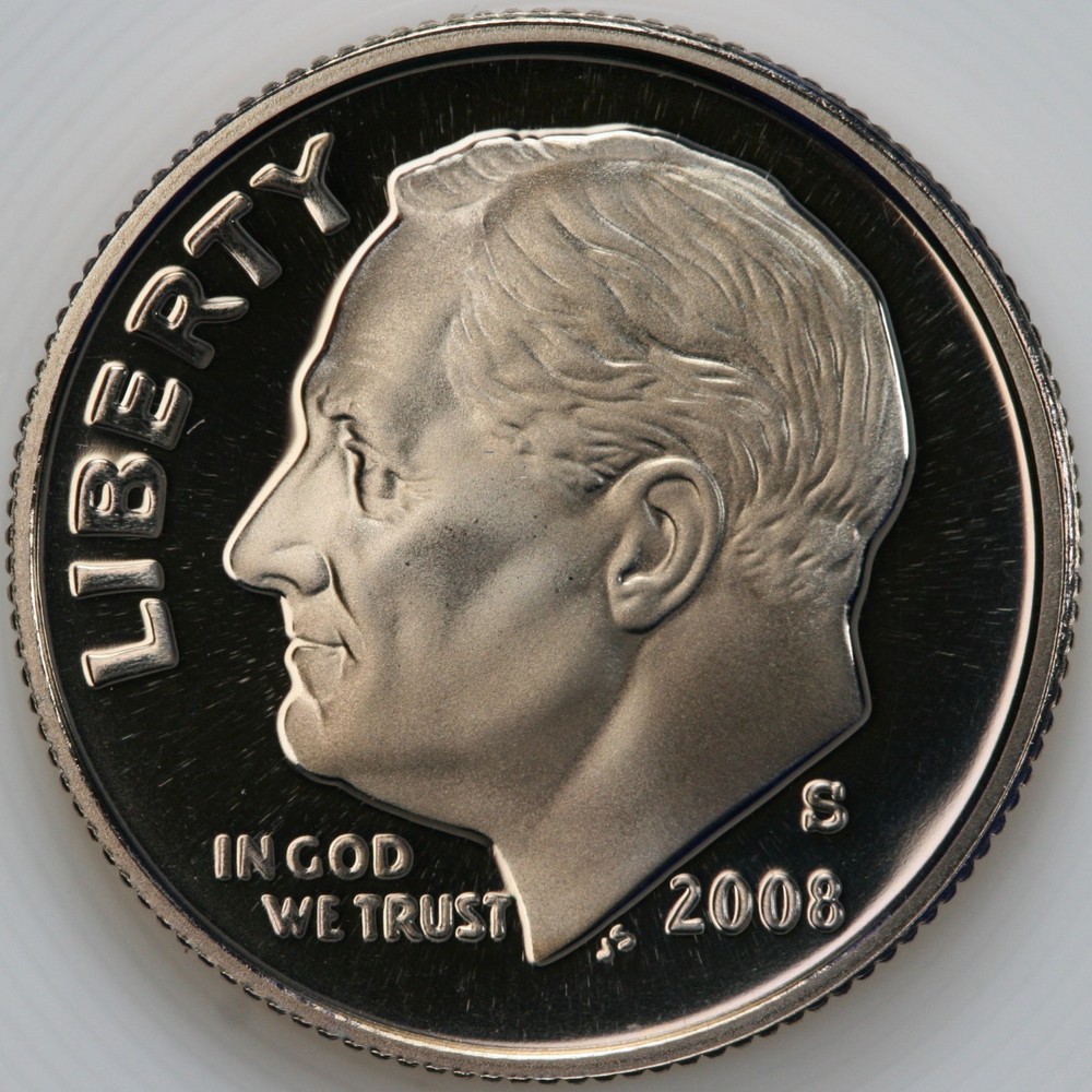 2008 S Gem DCam Proof Roosevelt Dime CN-Clad
