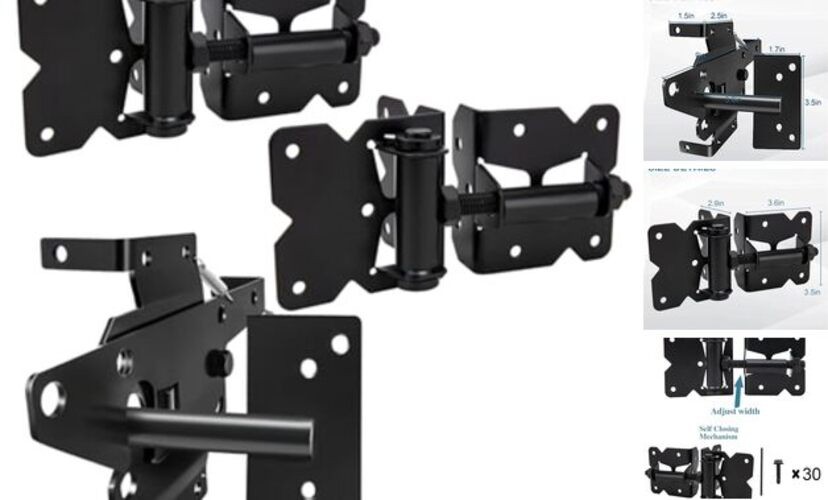 Self Locking Gate Latch and Gate Hinges Set Heavy Duty Hardware Hinges for