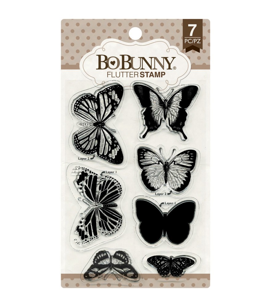Bo Bunny Clear Acrylic Stamps - Flutter -NEW