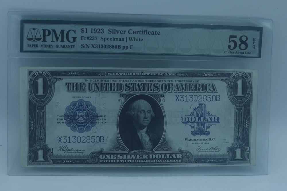 $1 SILVER CERTIFICATE  FR.237* SPEELMAN/ WHITE PMG 58 Choice Uncirc. ***
