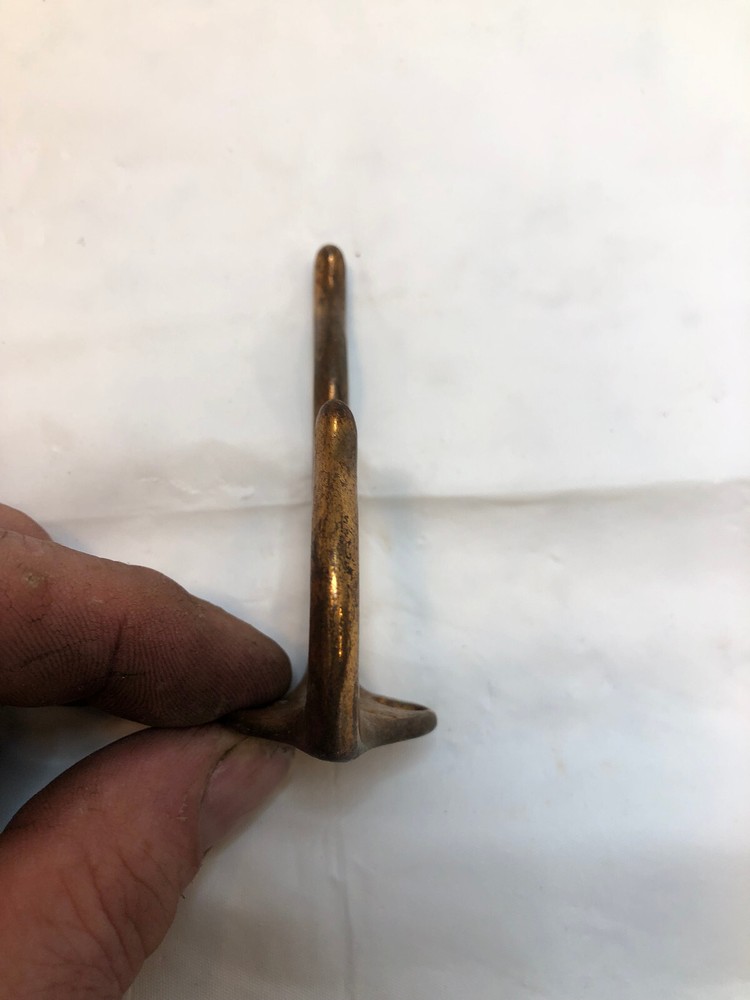 Vintage Brass Double Coat Hat Hooks Hangers - 3" x 2"