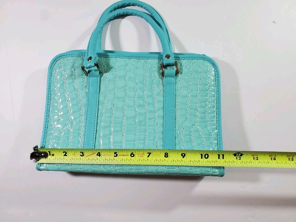Faux Leather Bible Cover Teal Medium Crucifix Zipper Pull