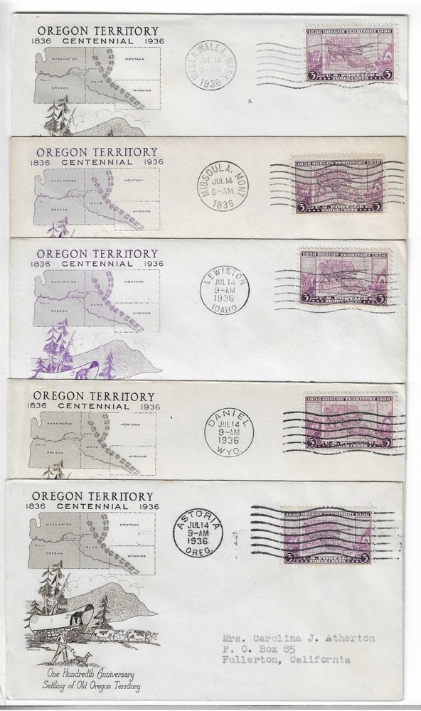 FDC's   # 783-9    --   Oregon Territory   -- Grimsland  set