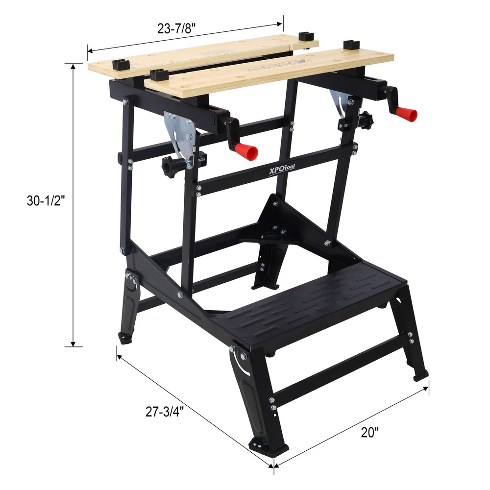 Portable Foldable Workbench, 550 lb Capacity, Adjustable Jaws & 4 Rotating Pins