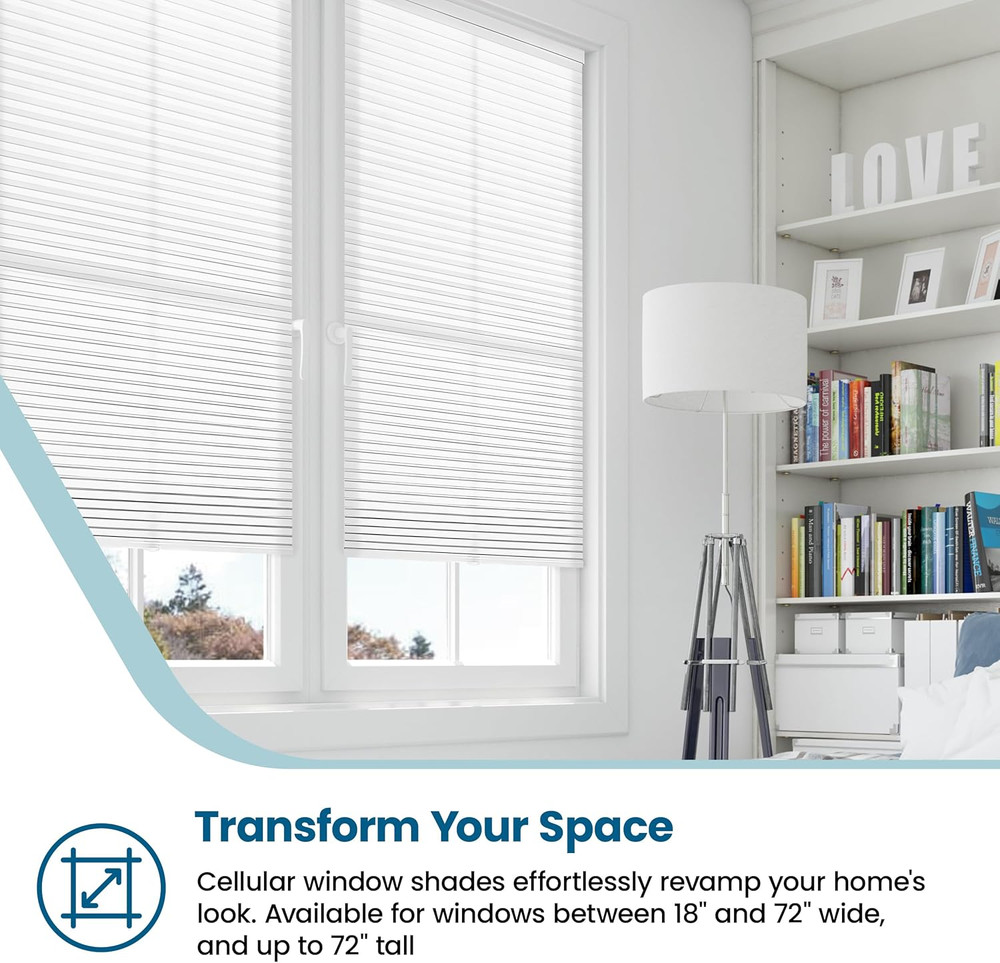 Cellular Honeycomb Cordless Polyester Shade, 9/16" Single Cell, Light Filtering,