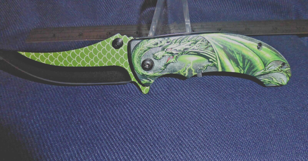 Rite Edge  Green  DRAGONSCALE FOLDER FOLDING KNIFE SPRING ASSISTED #300551