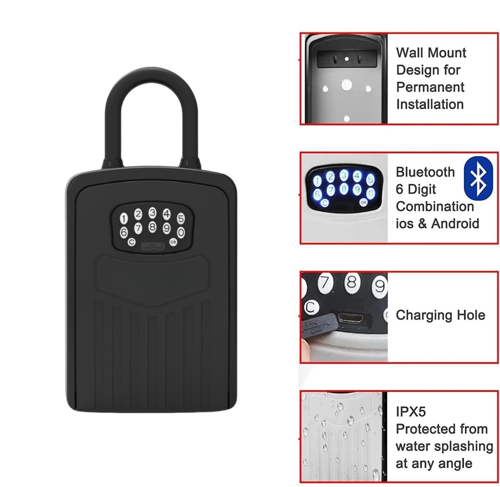 Smart Digital Lock Box for Key, APP Control Bluetooth Wireless Key Lock Box W...