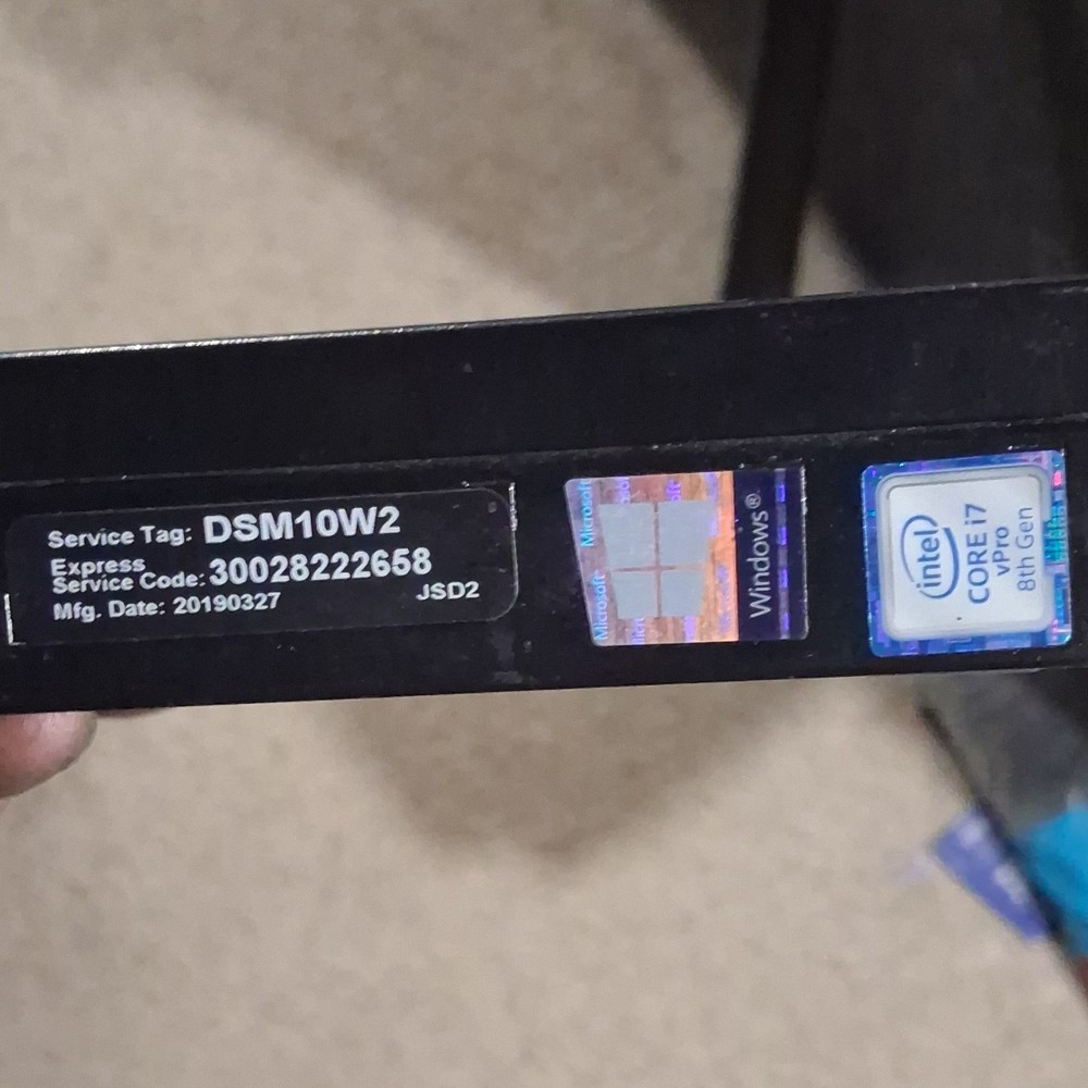 Dell IPCFL-BS GSM Micro Form Factor Desktop Intel Core i7 8th Gen Windows