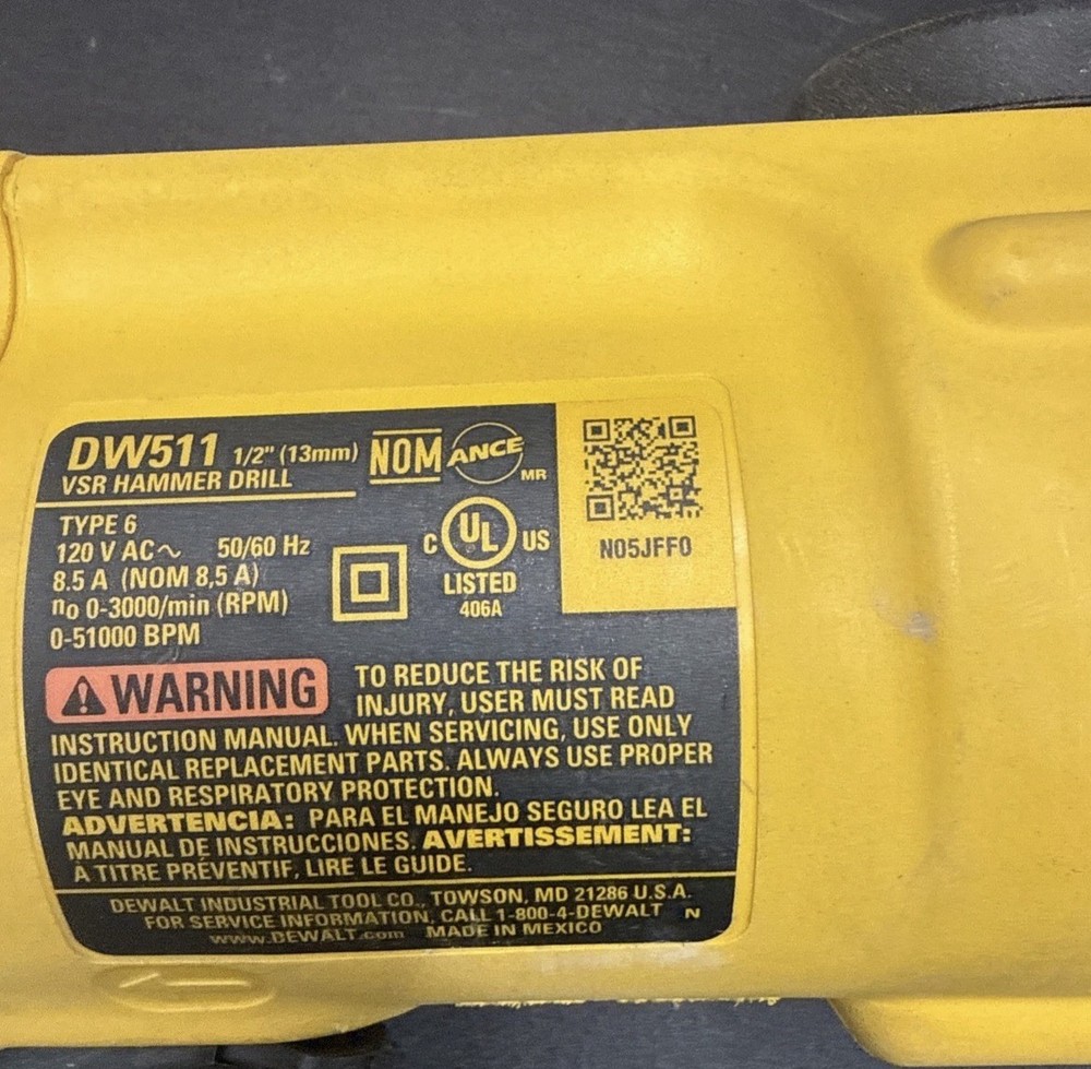 DEWALT DW511 1/2" VSR Single Speed Corded Hammerdrill Nice