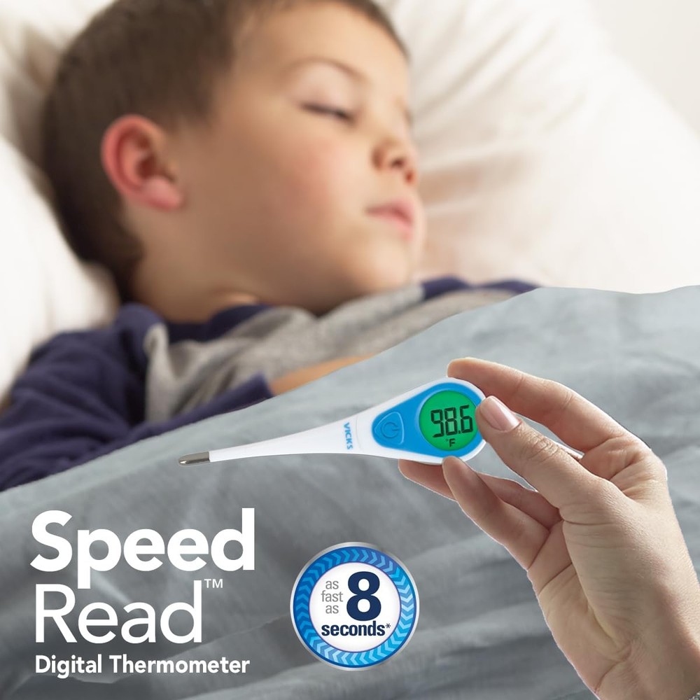 Vicks SpeedRead Digital Thermometer with Color-Coded Temperature Readings,