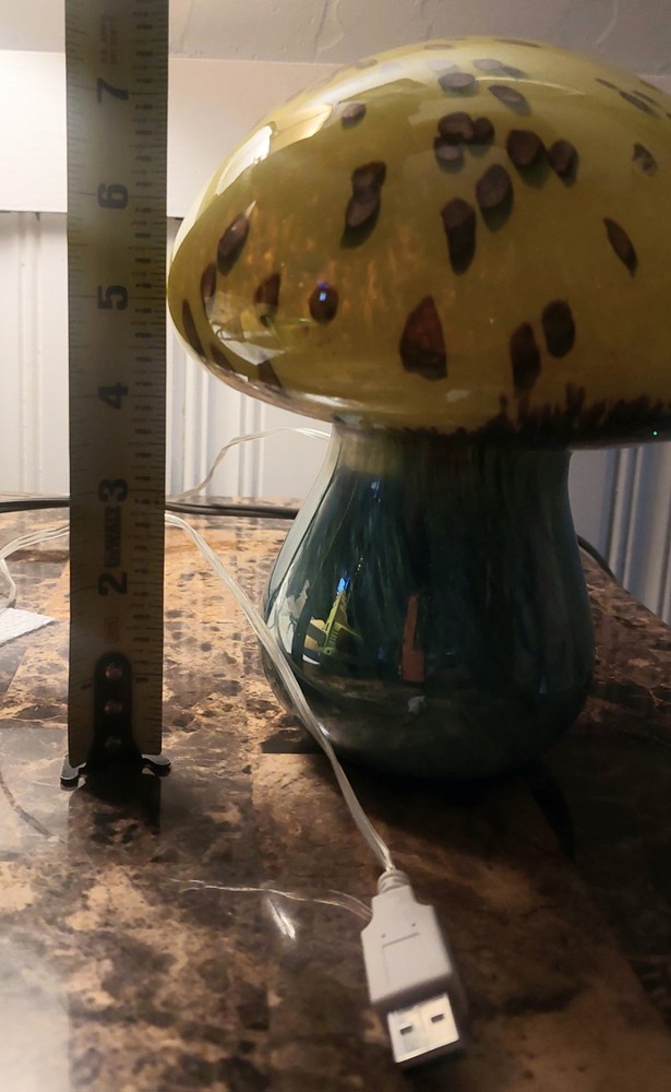 Mushroom Hand Blown Glass Night Light USB Powered