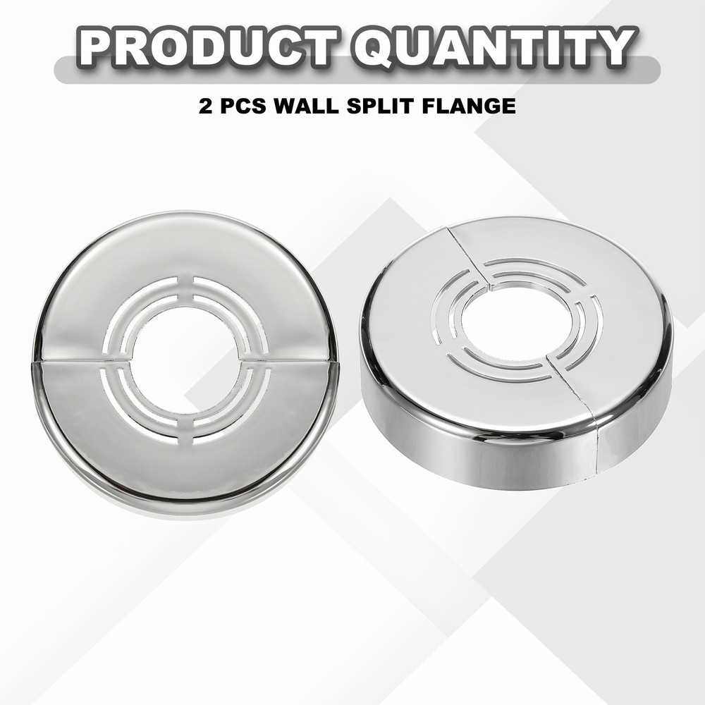 2pcs Wall Split Flange 0.59" Plastic Round Split Flange Pipe Cover, Silver