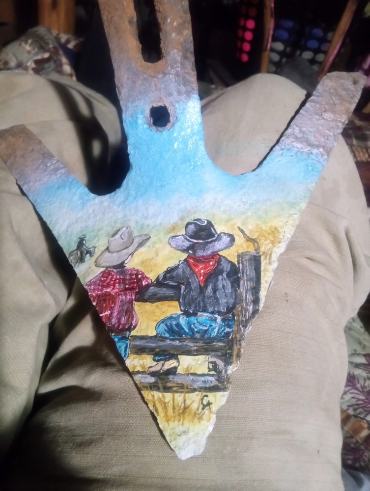 Custom Hand Painted Reclaimed Plow Point