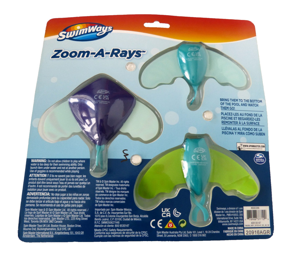 Swimways Zoom-A-Rays Pool Toy 3 in Pack New