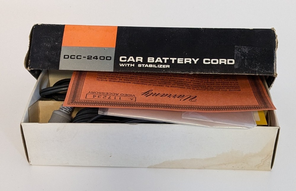 Sony DCC-2400A Car Battery Cord with Stabilizer NOS