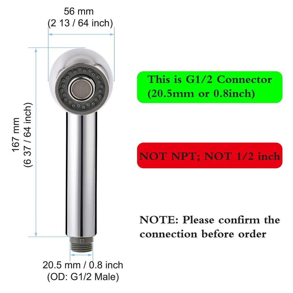 Pull Out Sink Sprayer Head Replacement, 2 Mode Kitchen Sink Faucet Sprayer Head