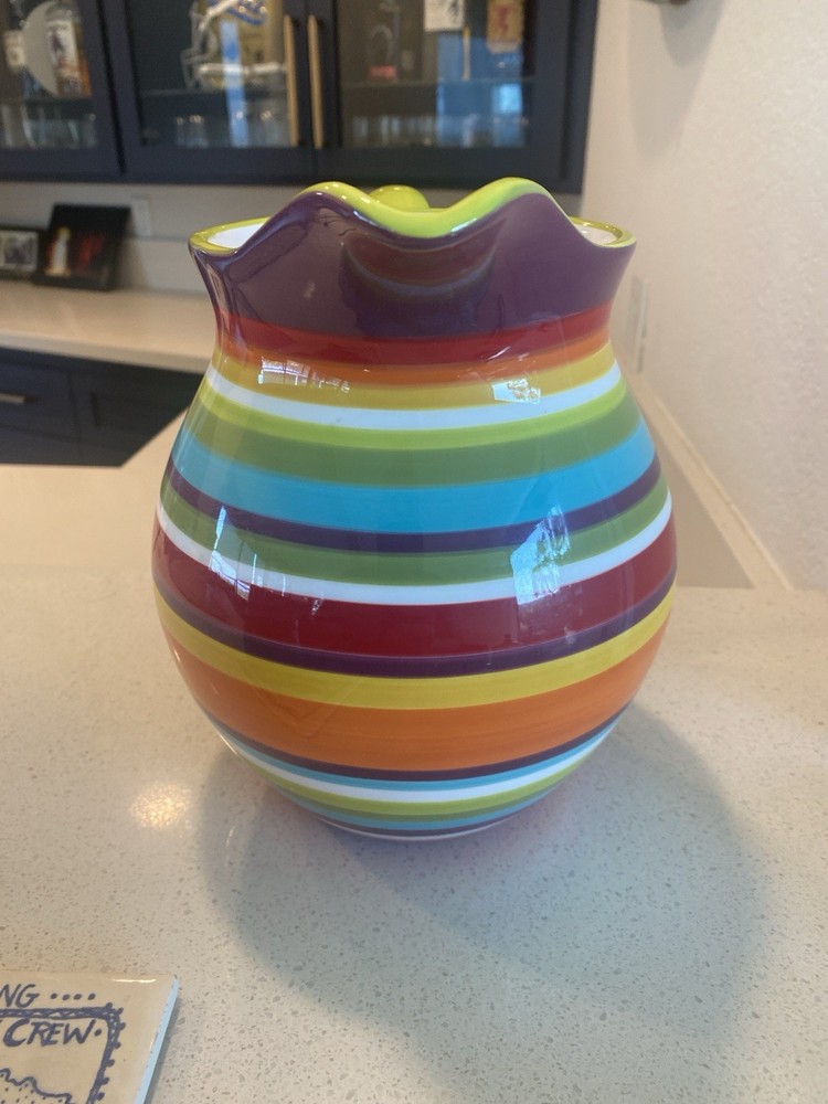 Crate & Barrel Large Carnivale Stripe Pitcher