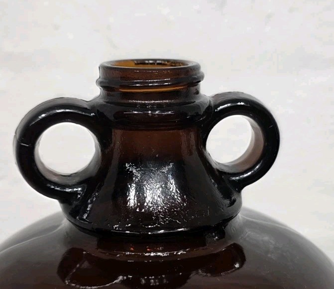 Large Brown Glass Bottles x2 1984