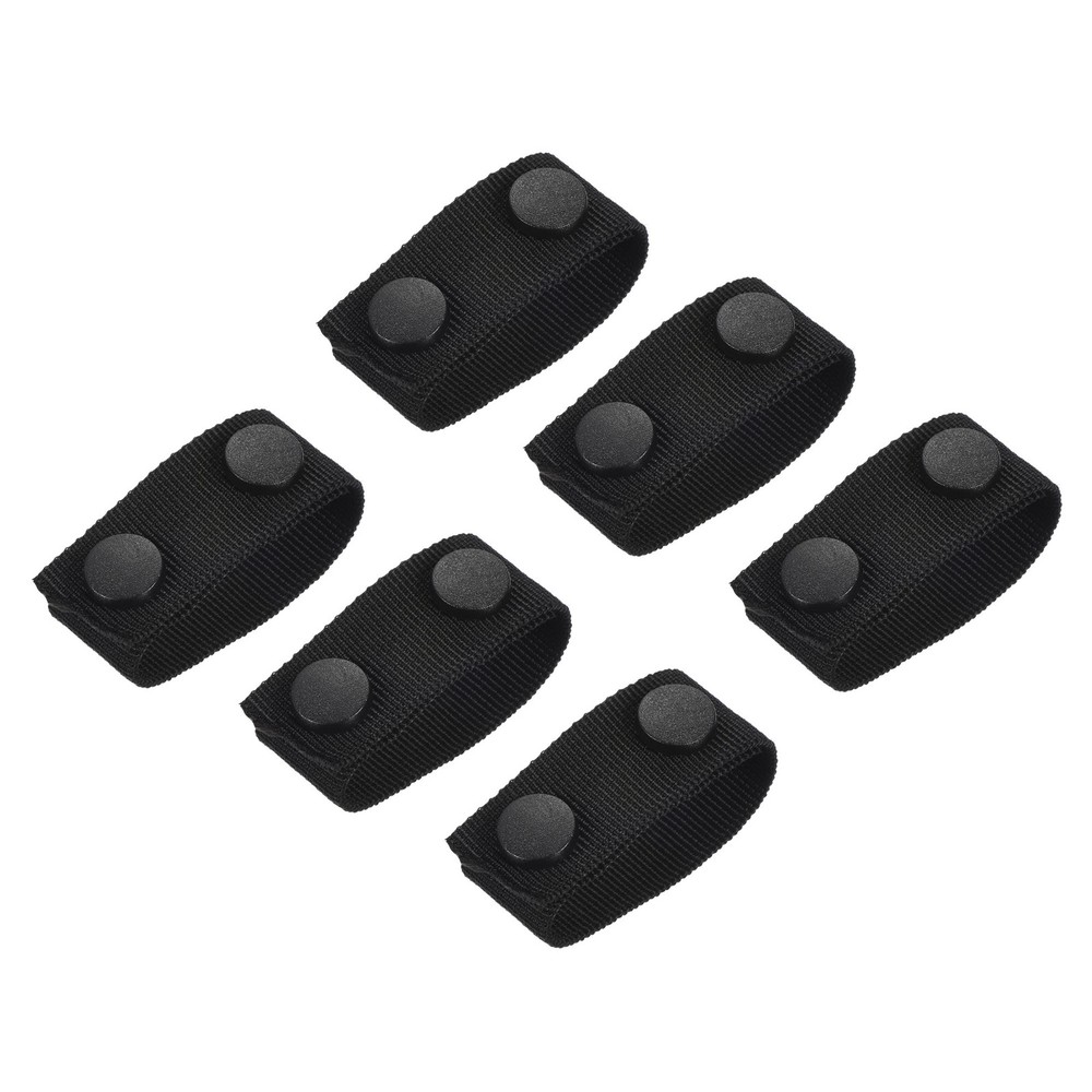 Belt Keeper, 6Pcs Nylon Webbing Loop with Double Snaps for 2-2¼" Belt, Black