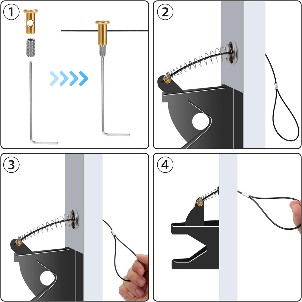 2 Sets Gate Latch Cable Pull String, Black Gate Latch Pull Cord with Gate Latch