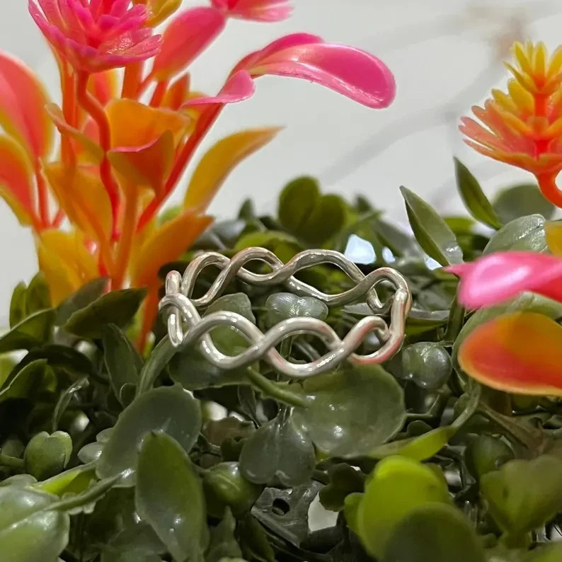 Sterling Silver Wave Ring, Handmade Infinity Twist Band  Unique Ring Best Gift