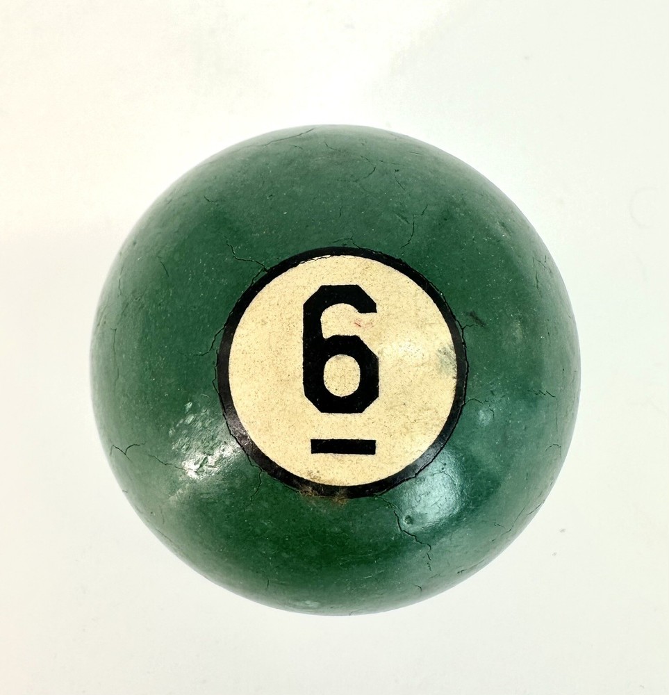 Vintage Clay #6 Solid Green Pool Billiards Ball